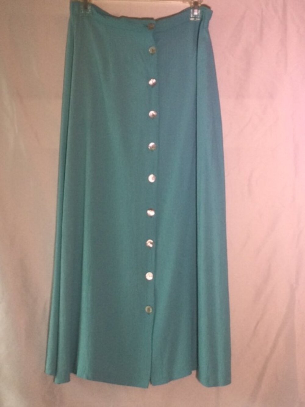 Vintage Rexx Ltd New York Button Front Maxi Skirt Medium Ice Blue Made in USA